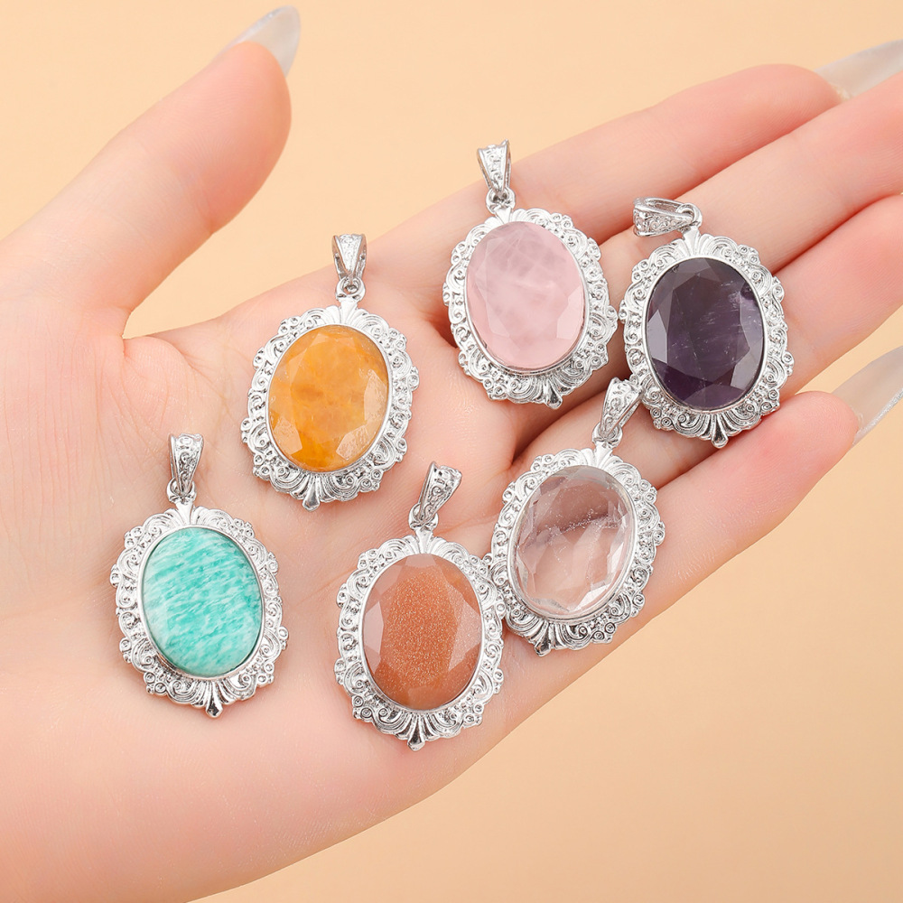 Natural Crystal Oval Pendant