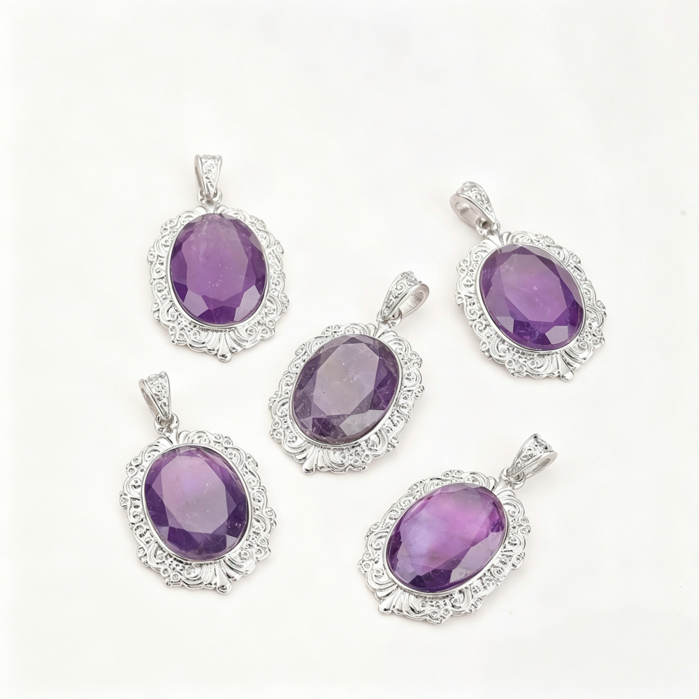 Natural Crystal Oval Pendant