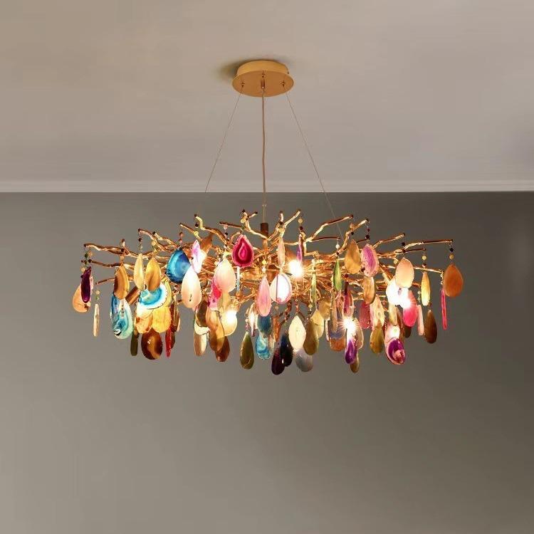 Natural Agate Pendant Light for Living Room Dining Room Bedroom