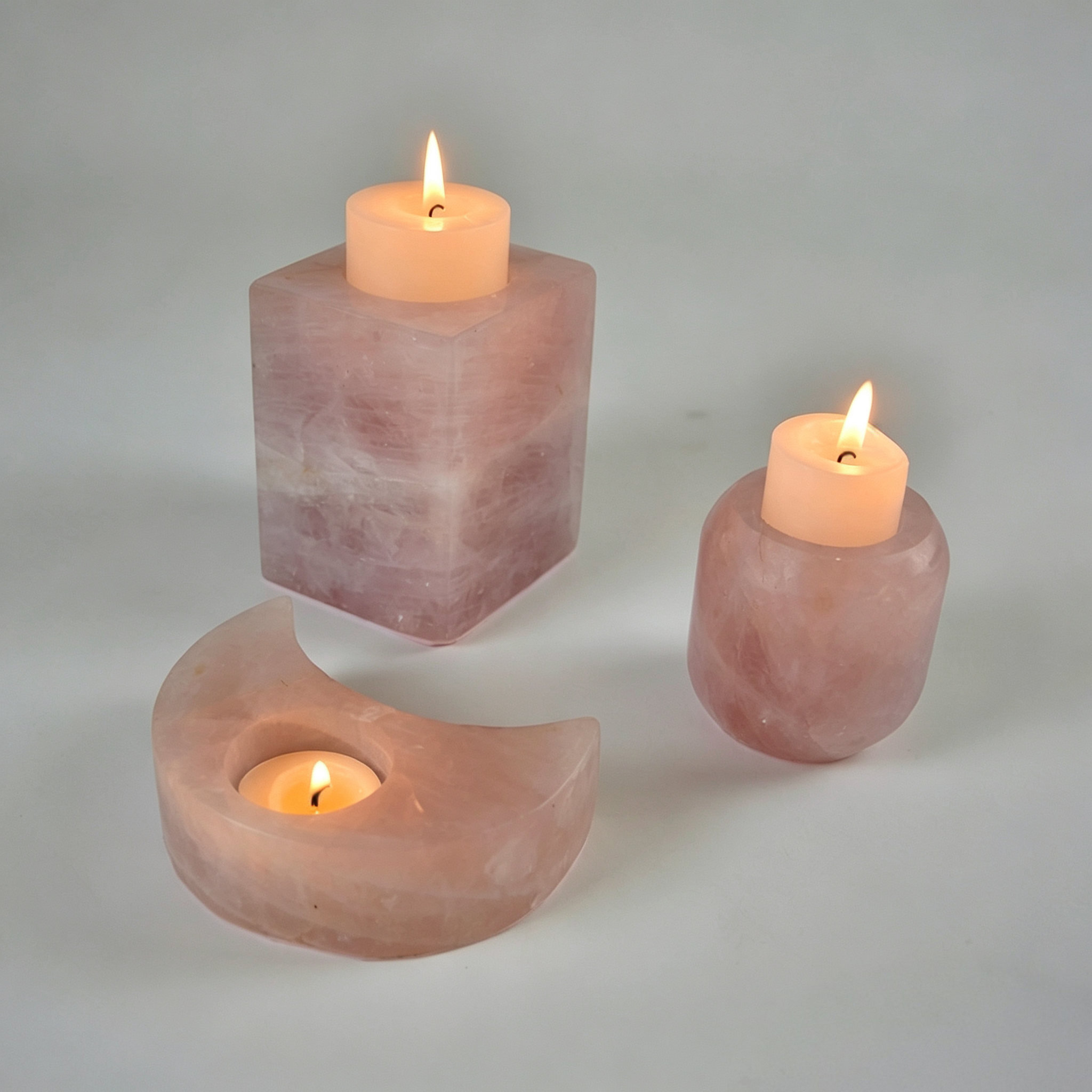 Natural Crystal Raw Stone Candlestick Set