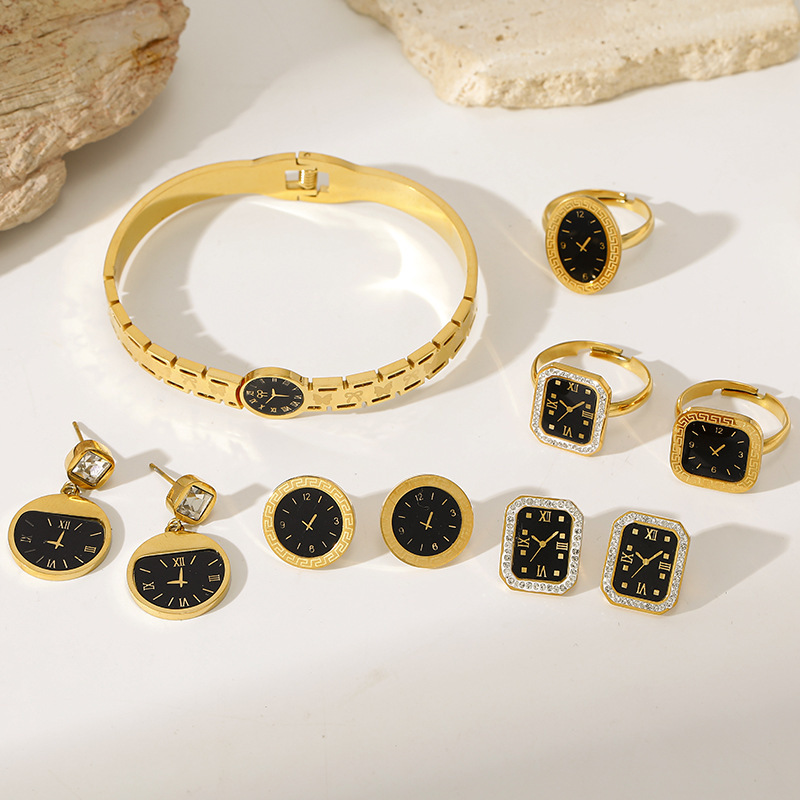 Stainless steel watch-shaped jewelry set