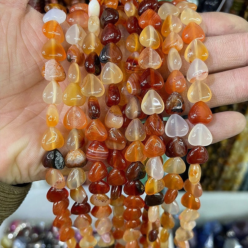 10*4mm peach heart loose beads crystal agate love