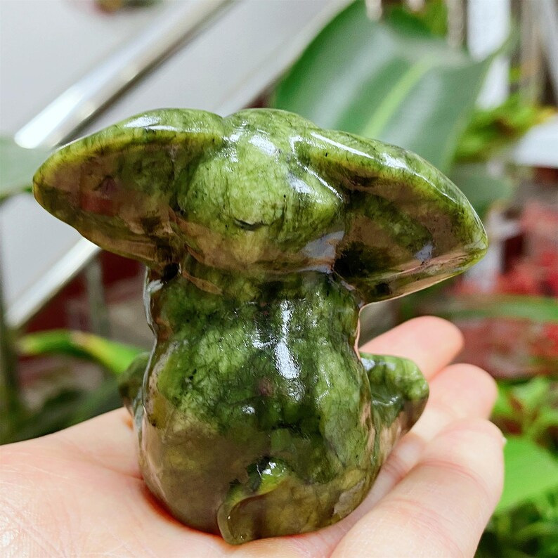 Seated Elephant Figurine Made of Natural Serpentine Jade
