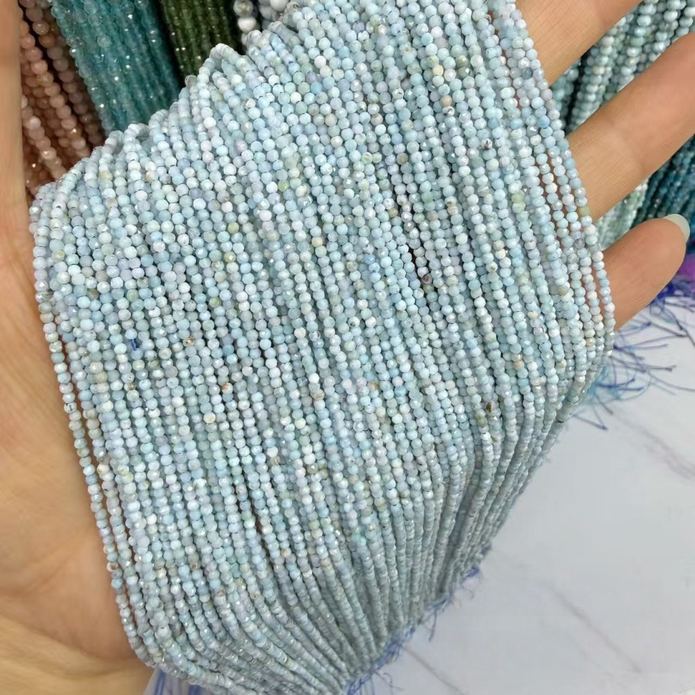 2-6mm Faceted natural Larimar beads for DIY projects