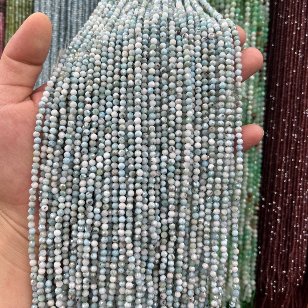 2-6mm Faceted natural Larimar beads for DIY projects