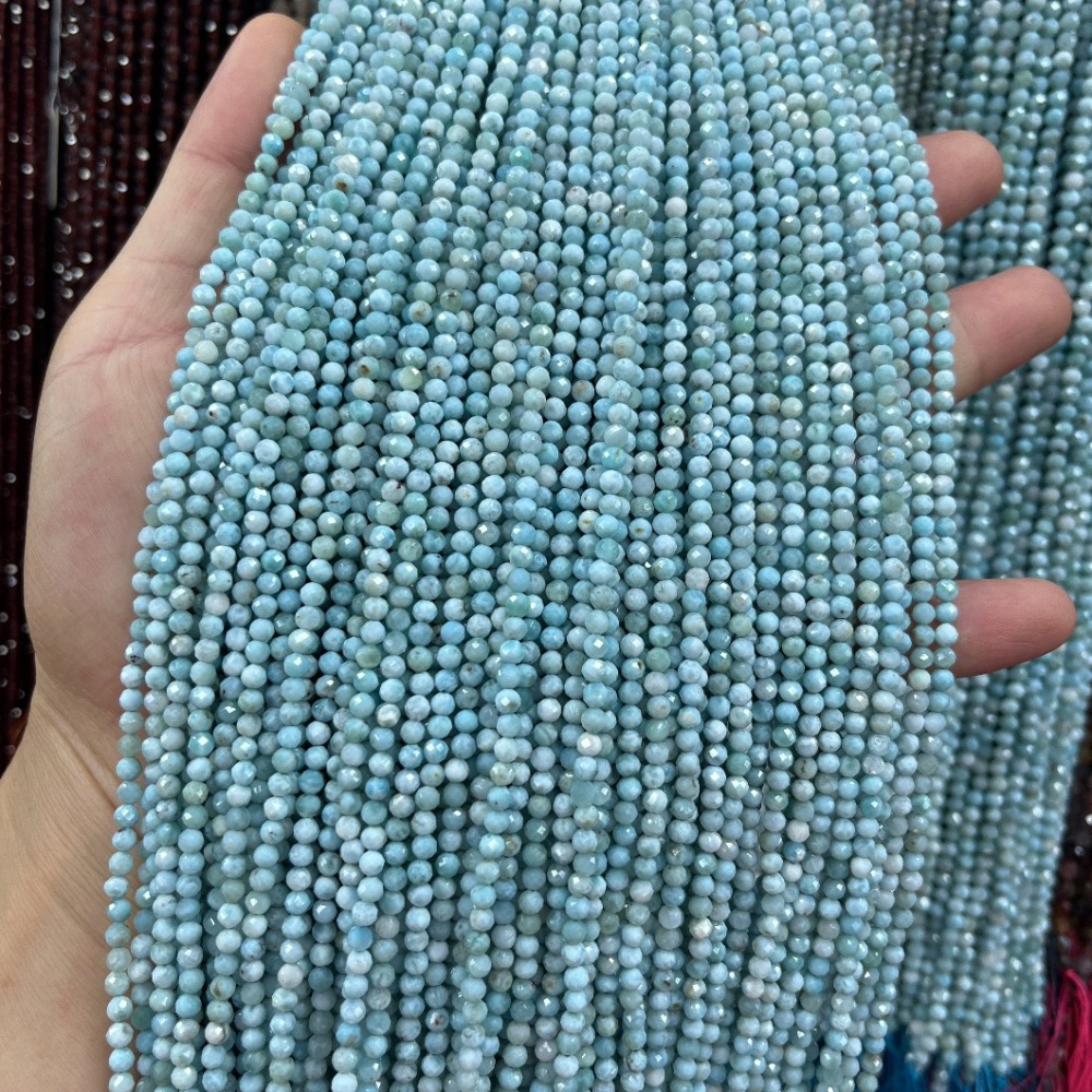 2-6mm Faceted natural Larimar beads for DIY projects