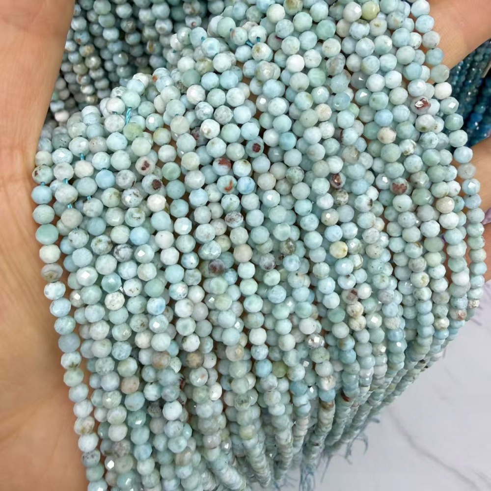 2-6mm Faceted natural Larimar beads for DIY projects