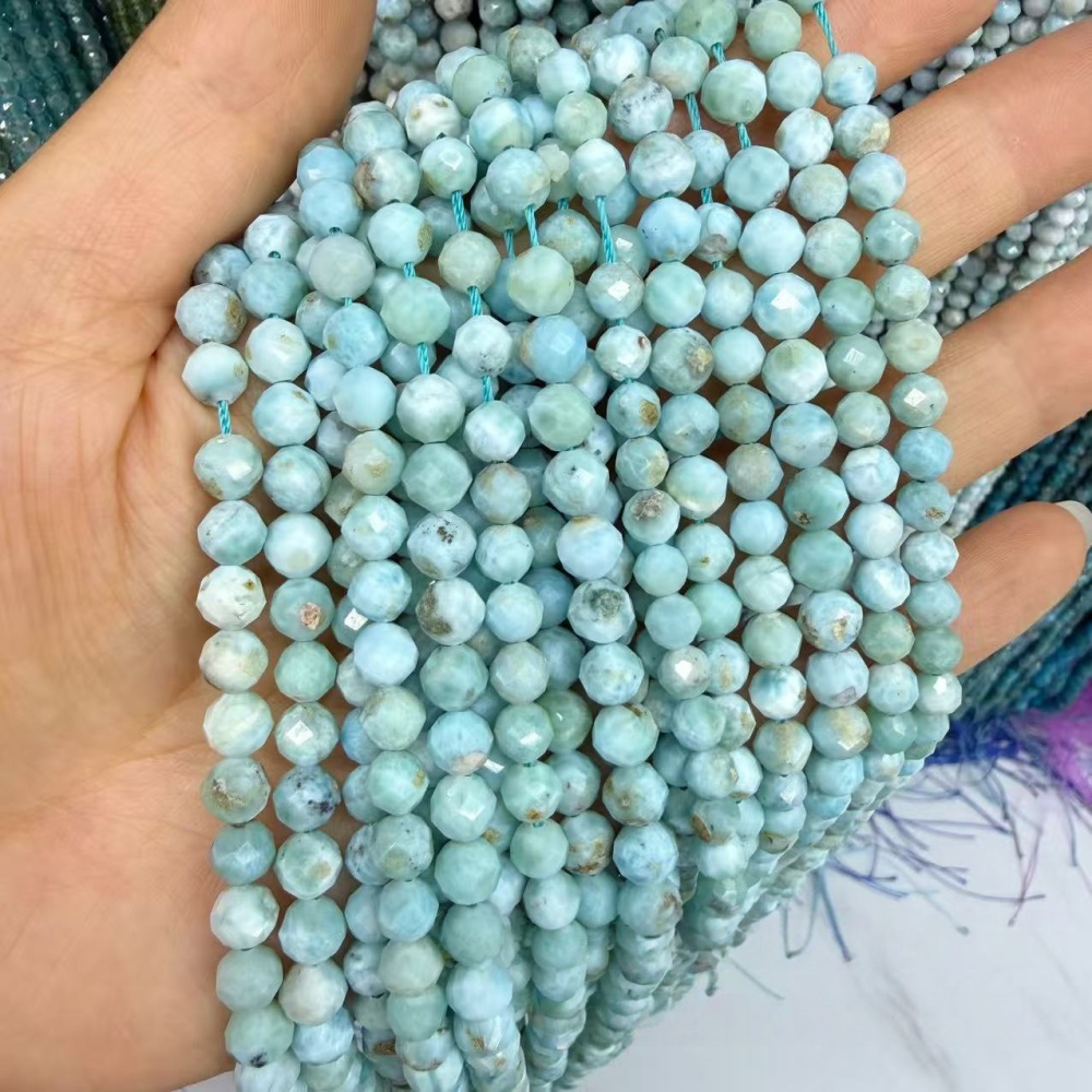 2-6mm Faceted natural Larimar beads for DIY projects