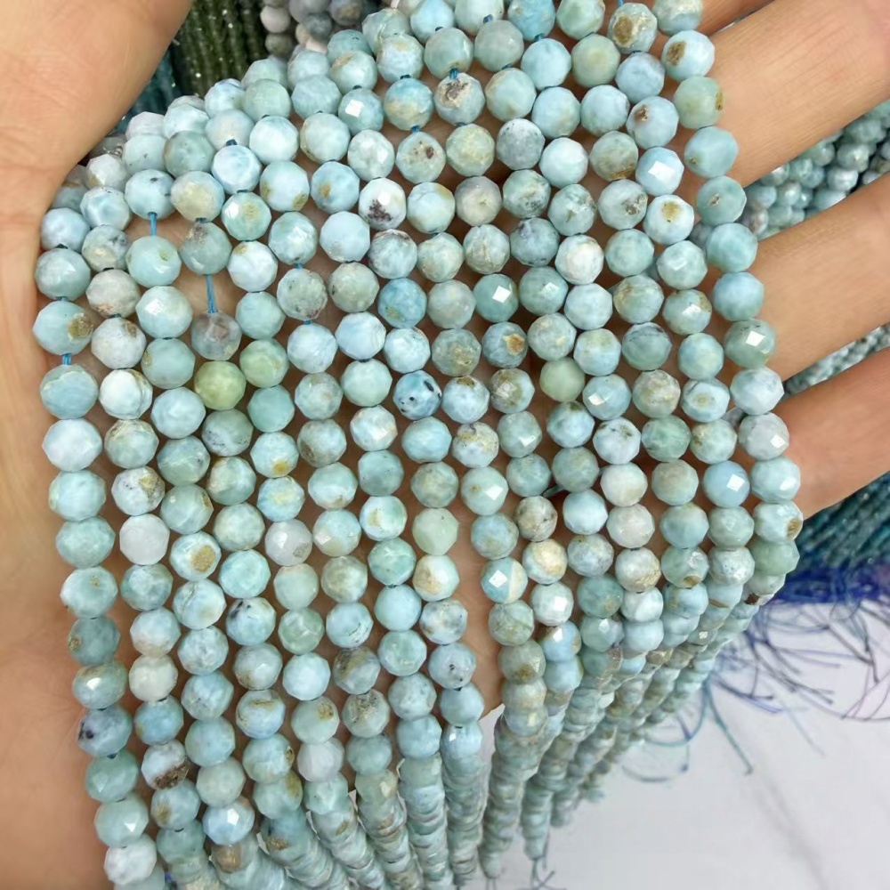 2-6mm Faceted natural Larimar beads for DIY projects