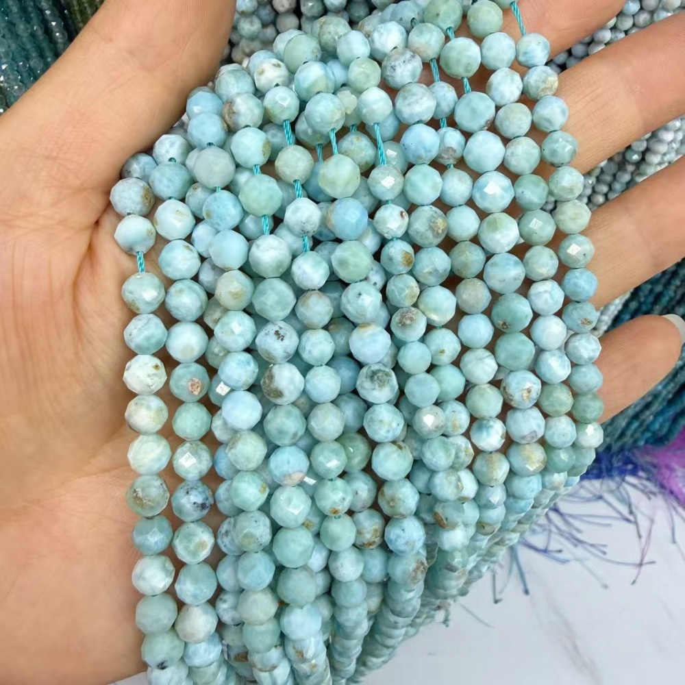 2-6mm Faceted natural Larimar beads for DIY projects