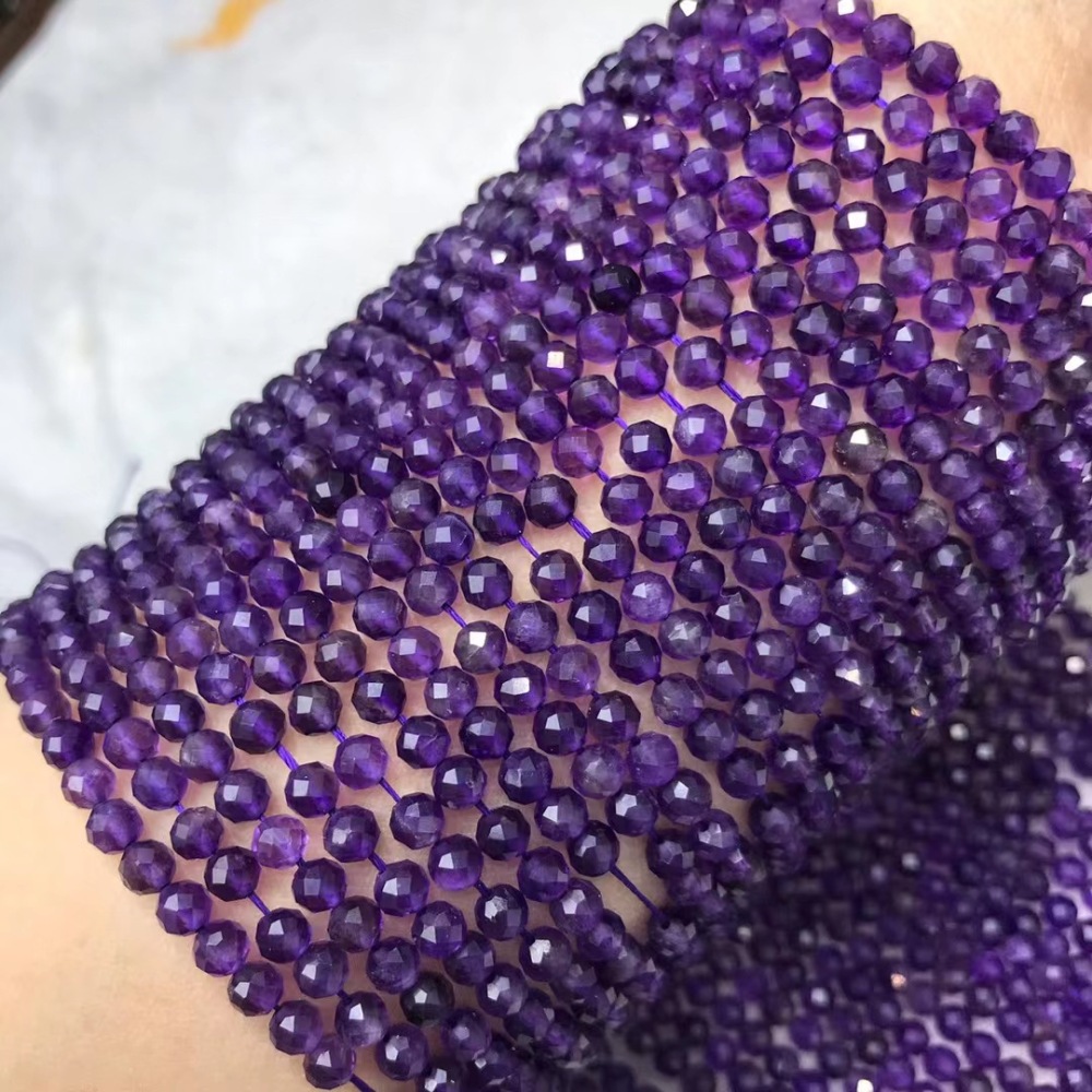 Natural Dark Amethyst Faceted Soccer Ball Beads