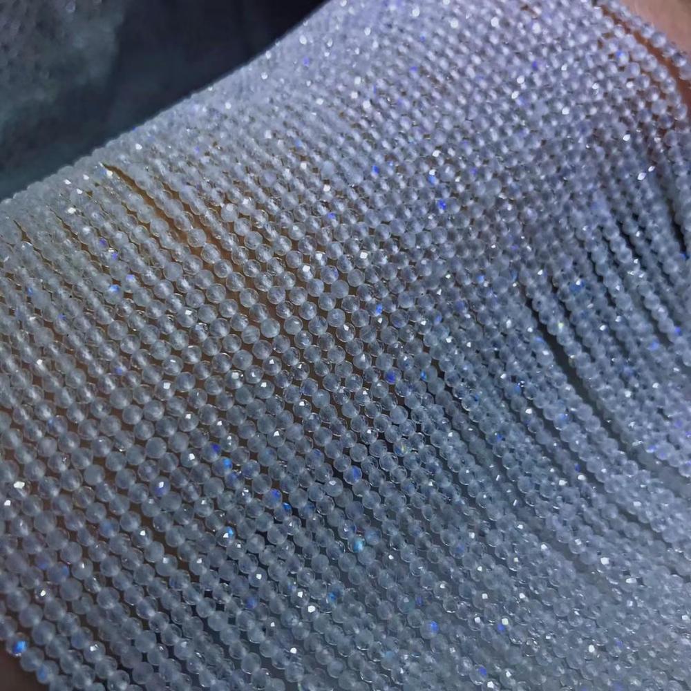 Natural Sri Lankan Blue Moonstone Faceted Beads