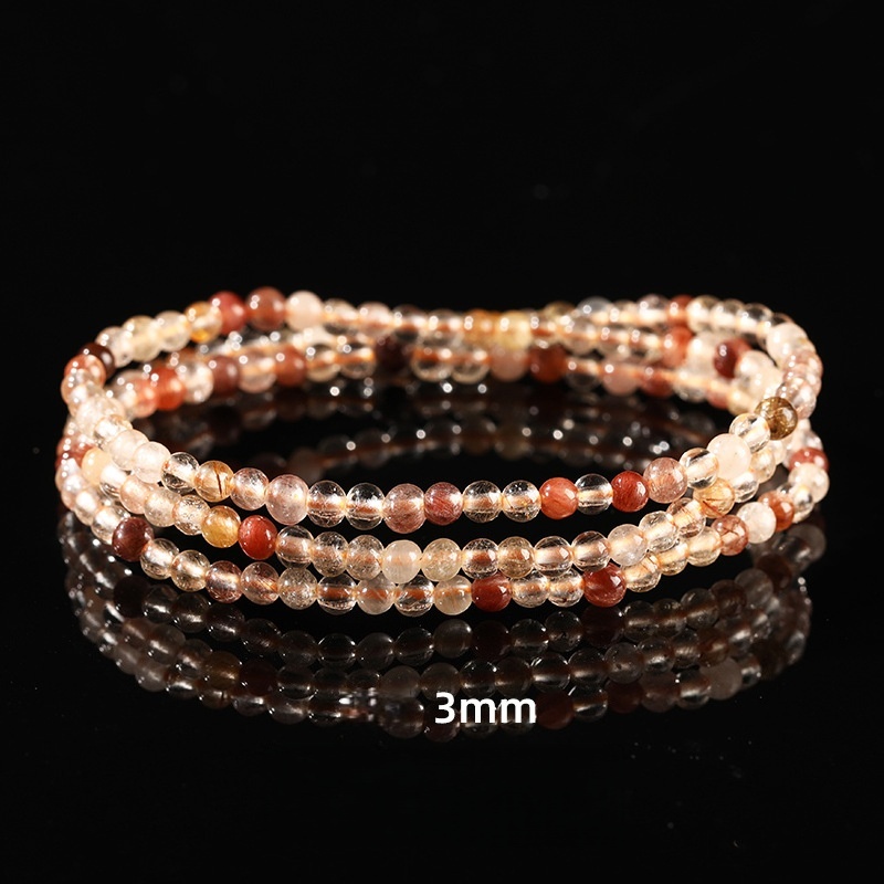 MYA2975--3mm Natural Red Rutilated Quartz Multi-Strand Bracelet