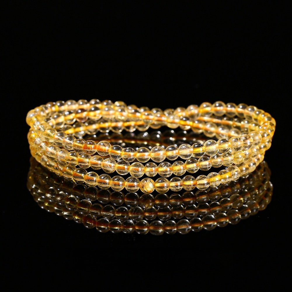 MYA2978--Natural translucent golden rutilated quartz multi-strand bracelet