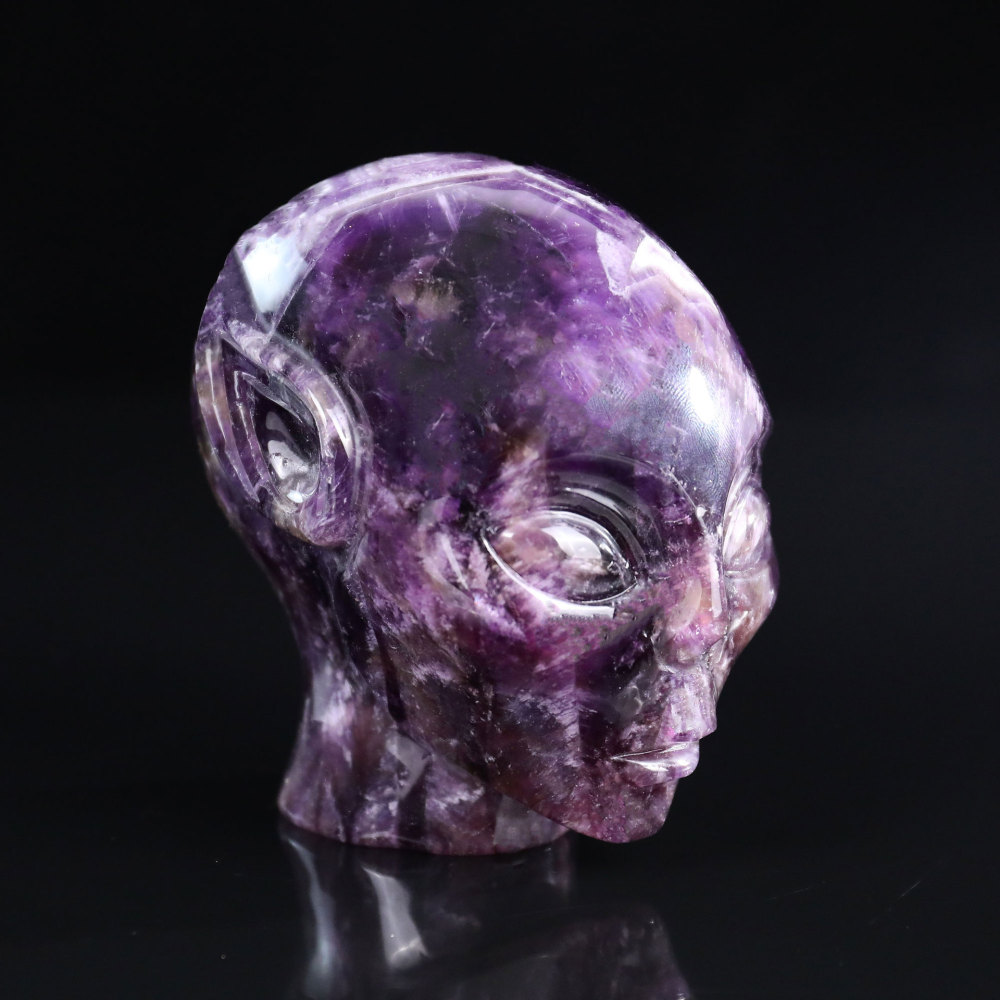 2-inch Natural Crystal Alien Head Ornament