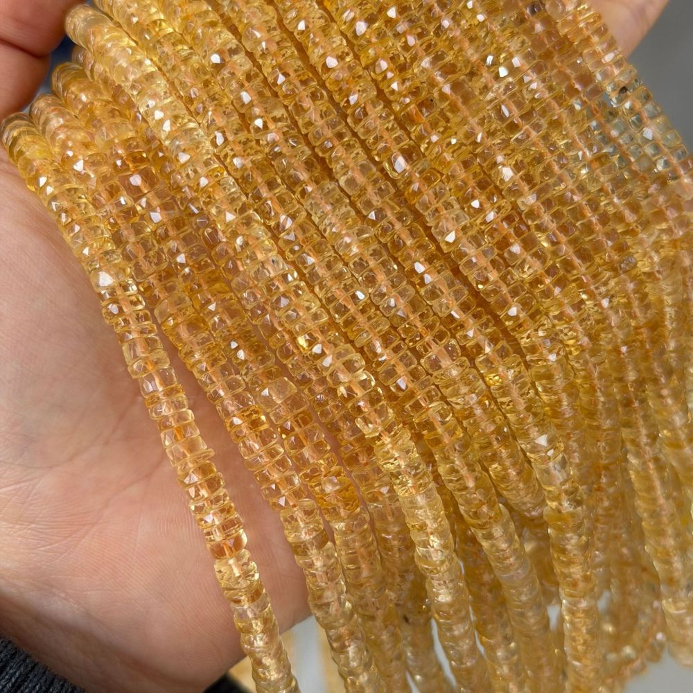 MYA3125--Natural citrine faceted round spacer (Haixi cut)