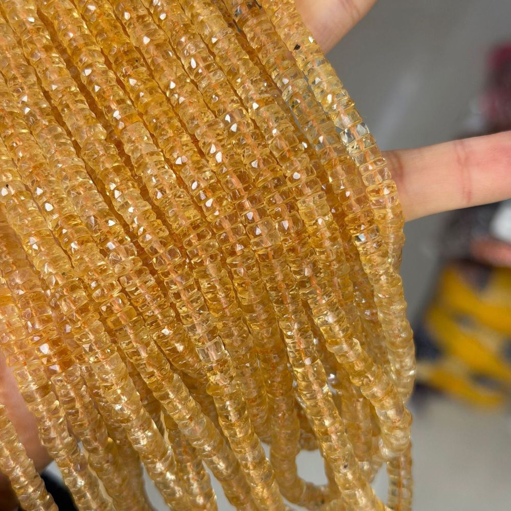 MYA3125--Natural citrine faceted round spacer (Haixi cut)