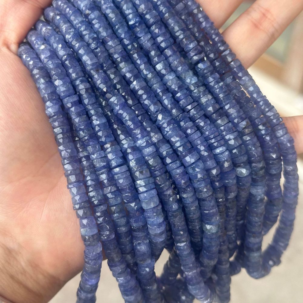 MYA3127--Natural Tanzanite faceted round spacer (Haixi cut)