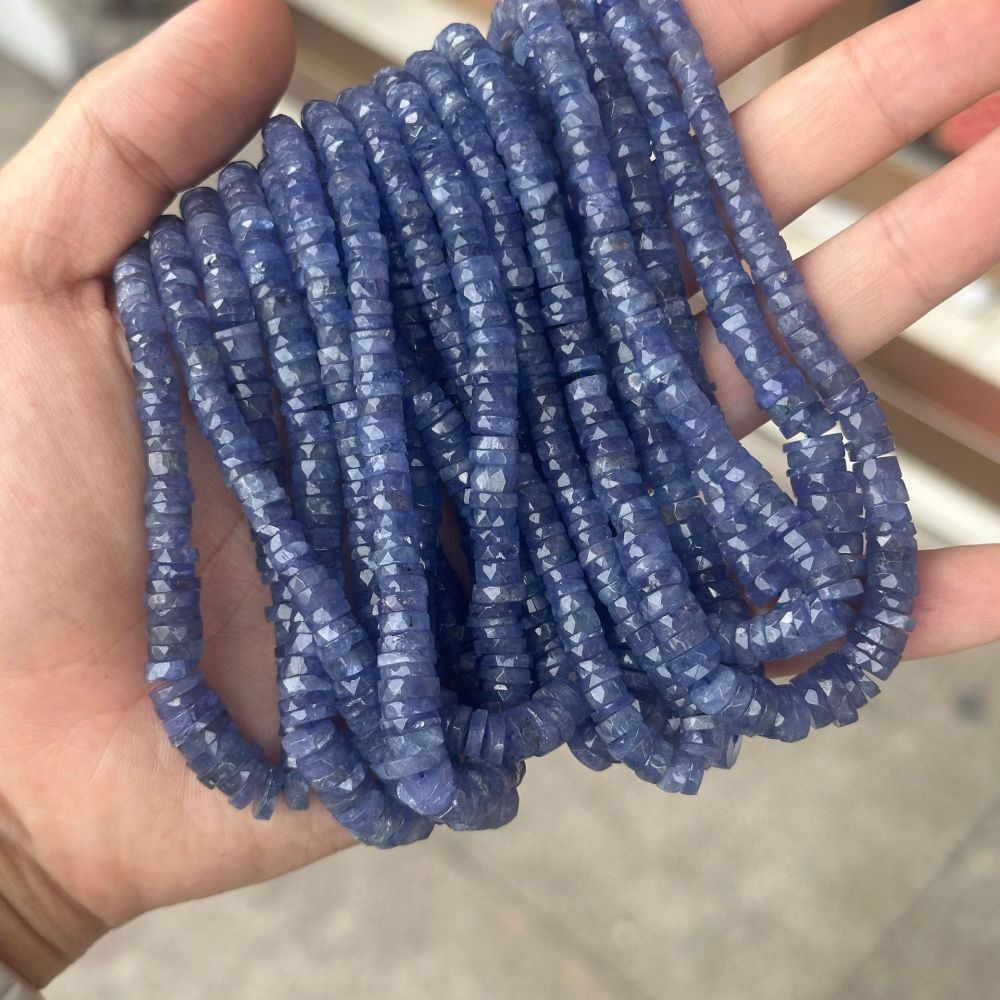 MYA3127--Natural Tanzanite faceted round spacer (Haixi cut)