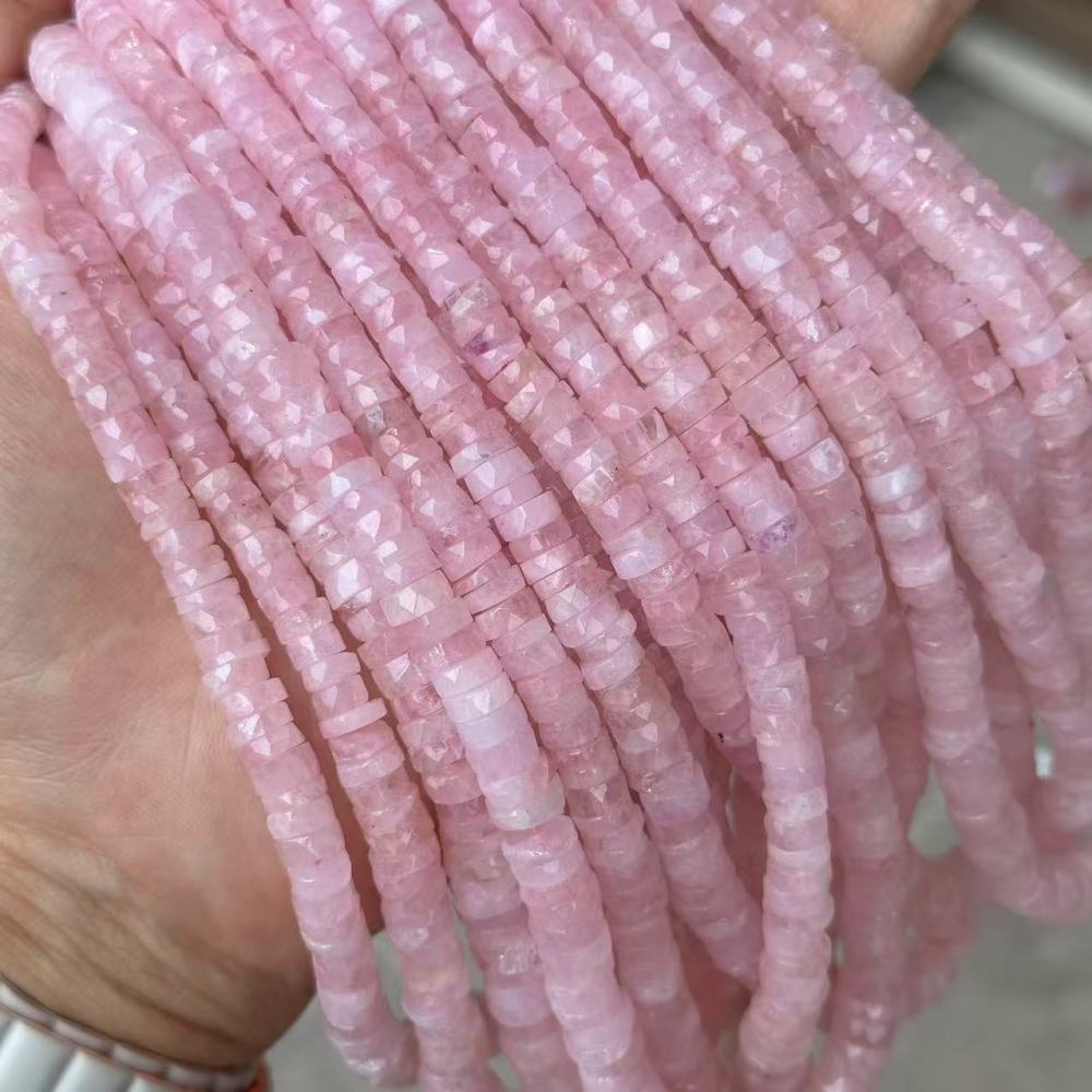 MYA3128--Natural morganite faceted round spacer (Haixi cut)