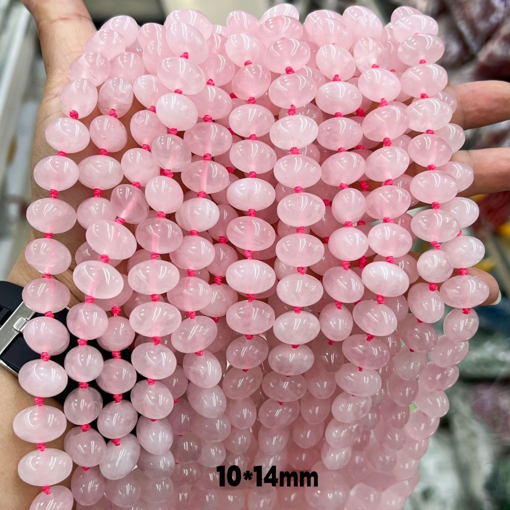 MYA3131--Natural rose quartz 10*14mm oval egg-shaped beads with horizontal holes