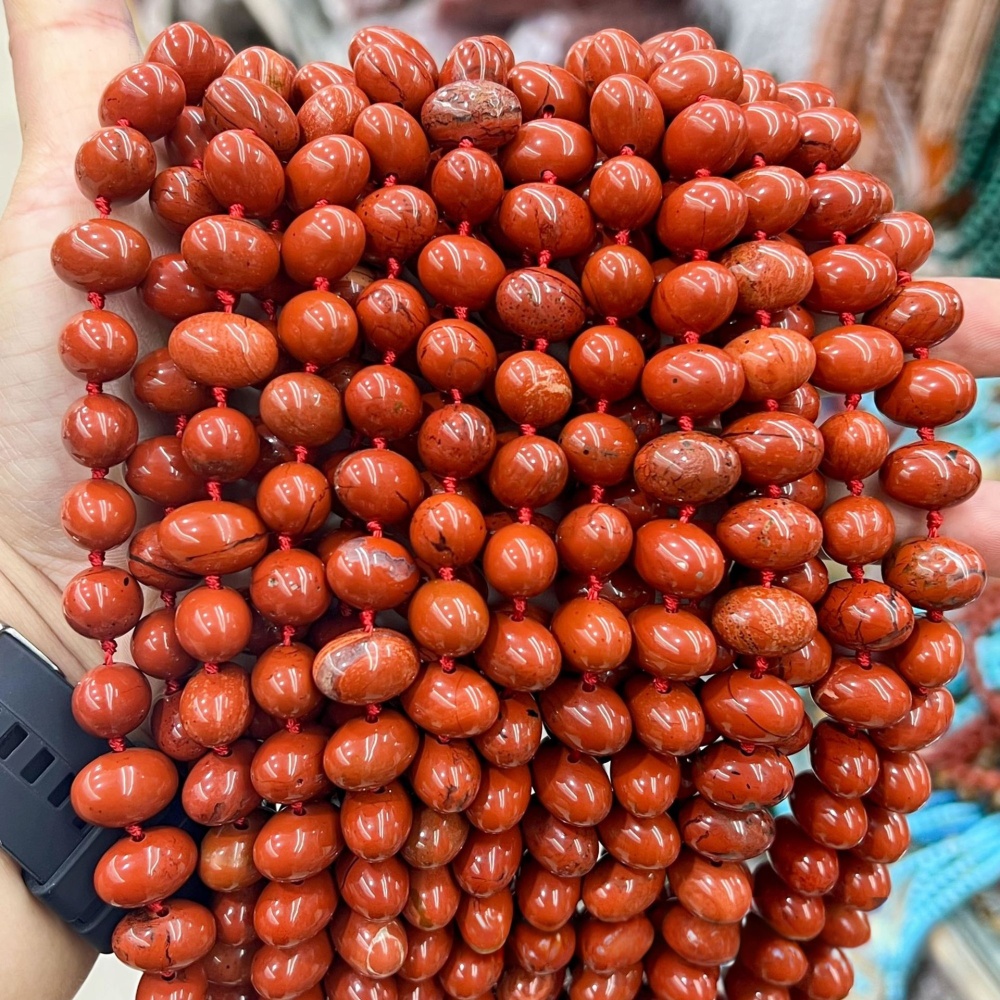 MYA3137--Natural Red Jasper 10*14mm Oval Egg Shaped with Horizontal Hole