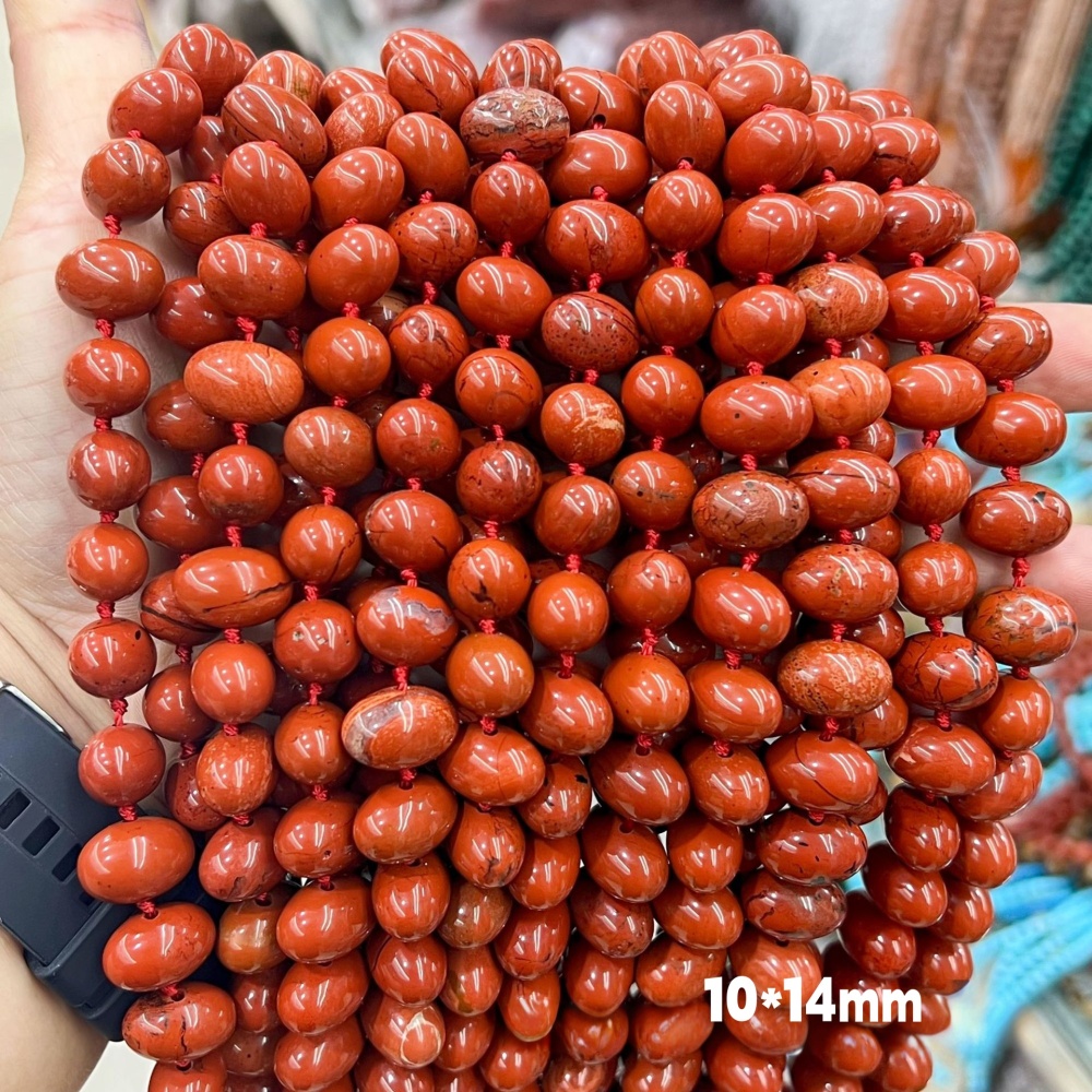 MYA3137--Natural Red Jasper 10*14mm Oval Egg Shaped with Horizontal Hole