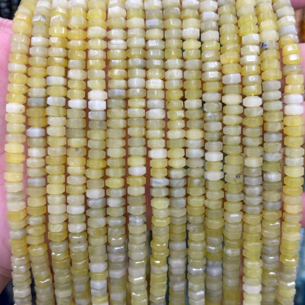 MYA3139--3x6mm Natural Lemon Jade Wheel-Shaped Flat Beads