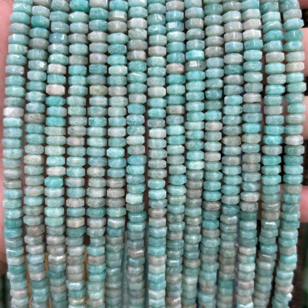 MYA3140--3x6mm Natural Amazonite Wheel-Shaped Flat Beads
