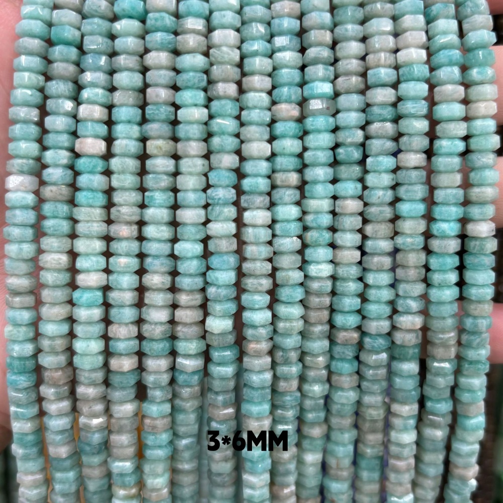 MYA3140--3x6mm Natural Amazonite Wheel-Shaped Flat Beads