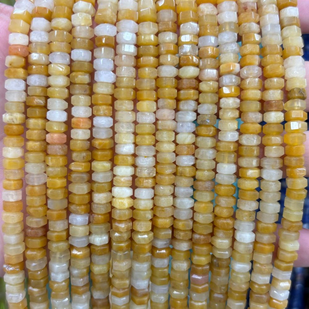 MYA3144--3x6mm Natural Topaz Wheel Beads, Faceted Flat Beads