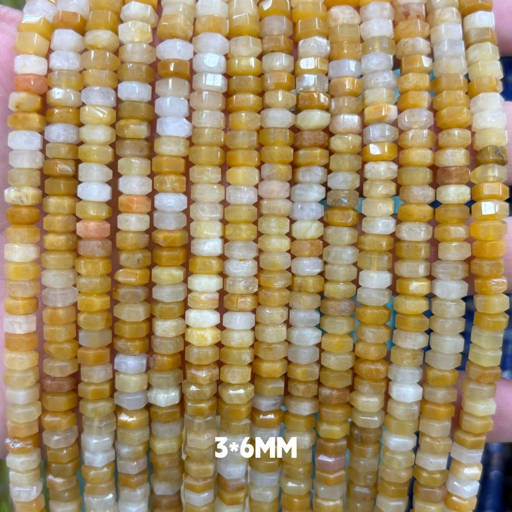 MYA3144--3x6mm Natural Topaz Wheel Beads, Faceted Flat Beads