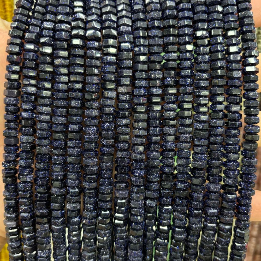 MYA3151--3x6mm Synthetic Blue Sandstone Wheel Beads, Faceted Flat Beads