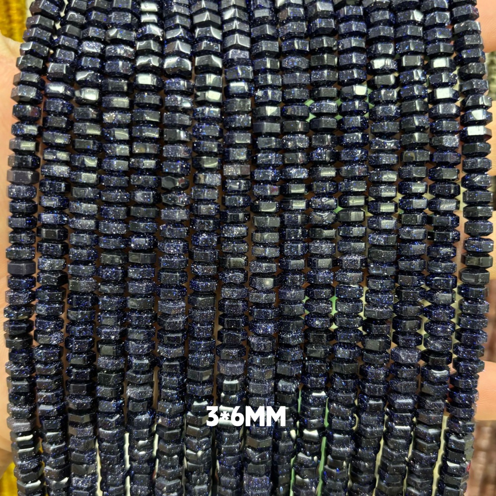MYA3151--3x6mm Synthetic Blue Sandstone Wheel Beads, Faceted Flat Beads