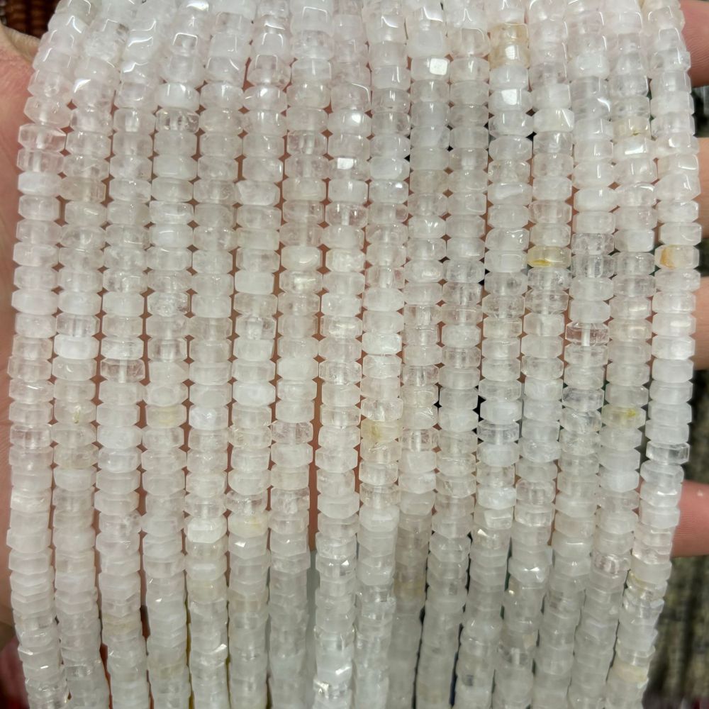 MYA3153--3x6mm Natural Clear Quartz Wheel Beads, Faceted Flat Beads