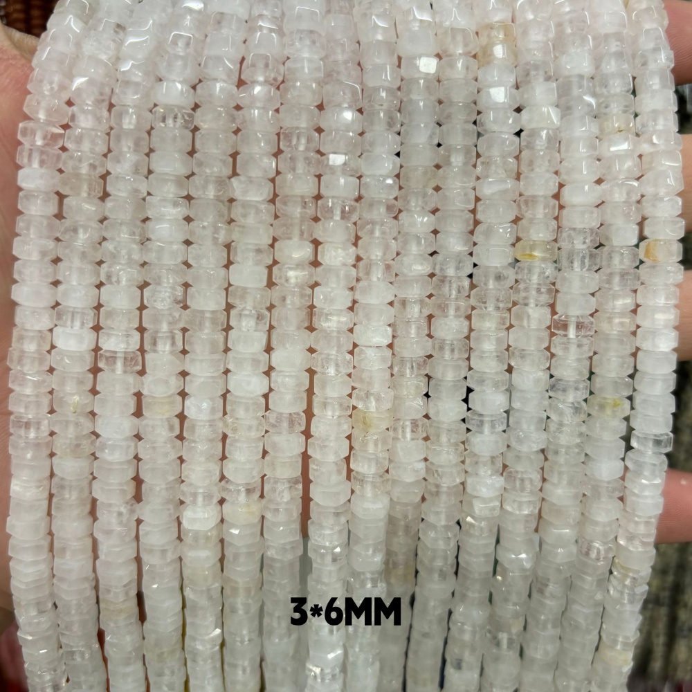 MYA3153--3x6mm Natural Clear Quartz Wheel Beads, Faceted Flat Beads