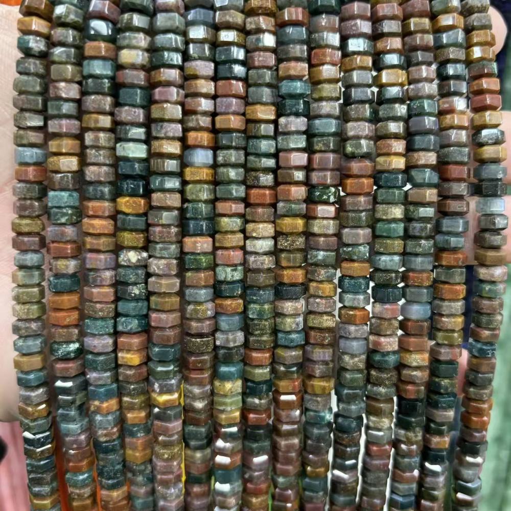 MYA3158--3x6mm Natural Indian Agate Wheel Beads, Faceted Flat Beads