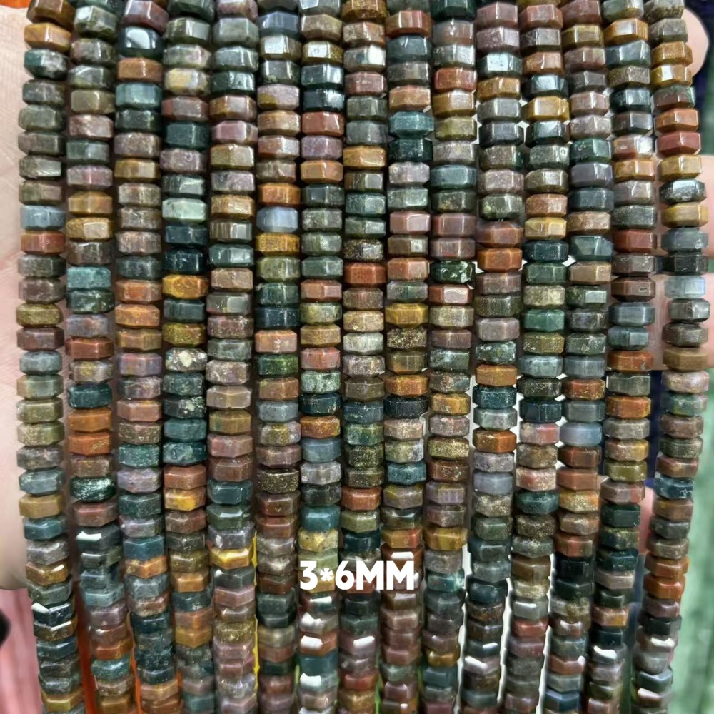 MYA3158--3x6mm Natural Indian Agate Wheel Beads, Faceted Flat Beads