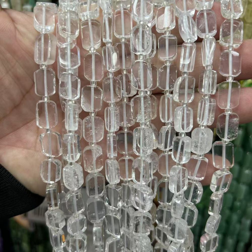 MYA3161--8*12mm Natural Clear Quartz Irregularly Shaped, Flattened Rectangular Beads