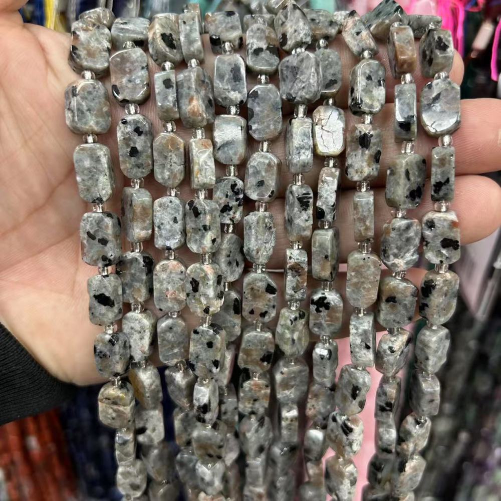 MYA3166--8*12mm Natural Flame Stone Irregular Flat Rectangular Beads