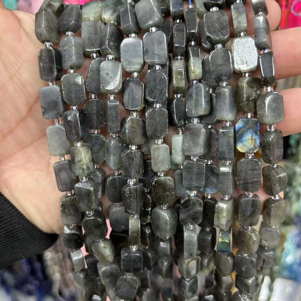 MYA3168--8*12mm Natural Labradorite Irregular Flat Rectangular Beads
