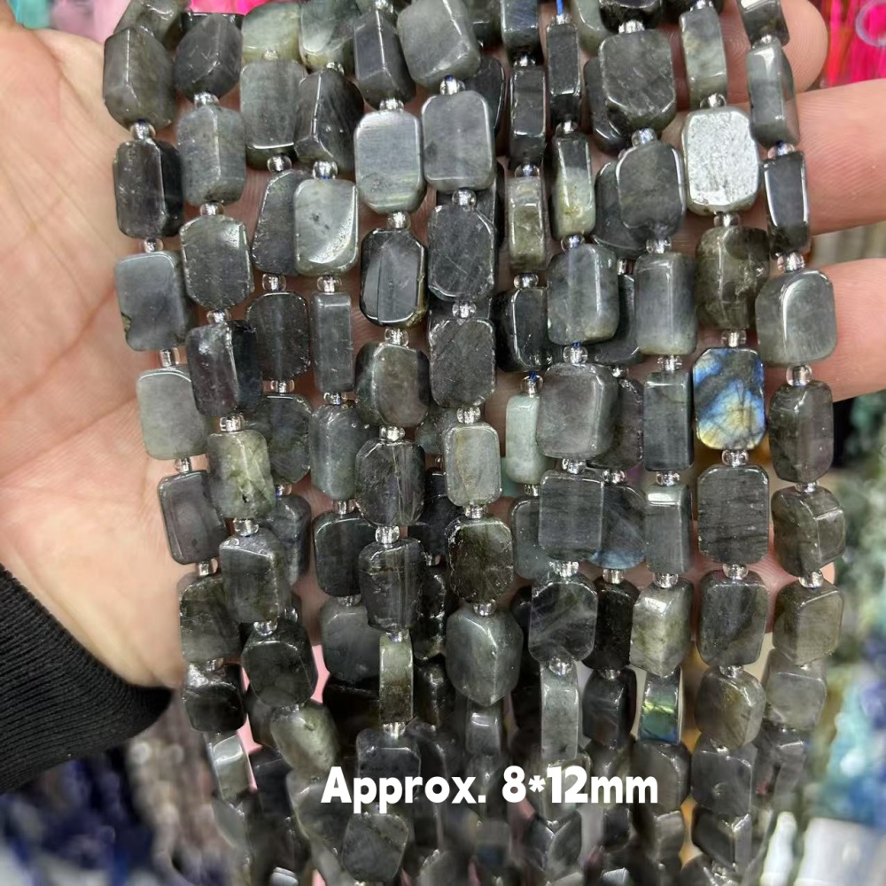 MYA3168--8*12mm Natural Labradorite Irregular Flat Rectangular Beads