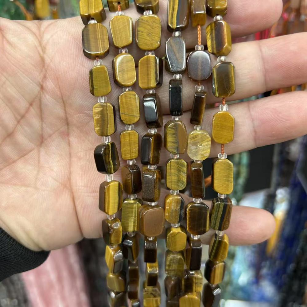 MYA3169--8*12mm Natural Tiger's Eye Irregularly Shaped, Flat, Rectangular Beads