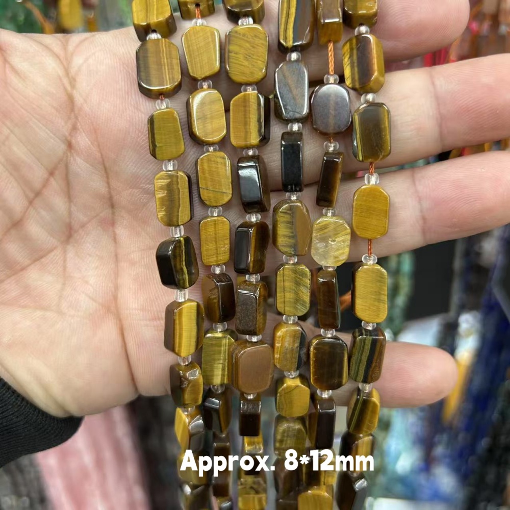 MYA3169--8*12mm Natural Tiger's Eye Irregularly Shaped, Flat, Rectangular Beads
