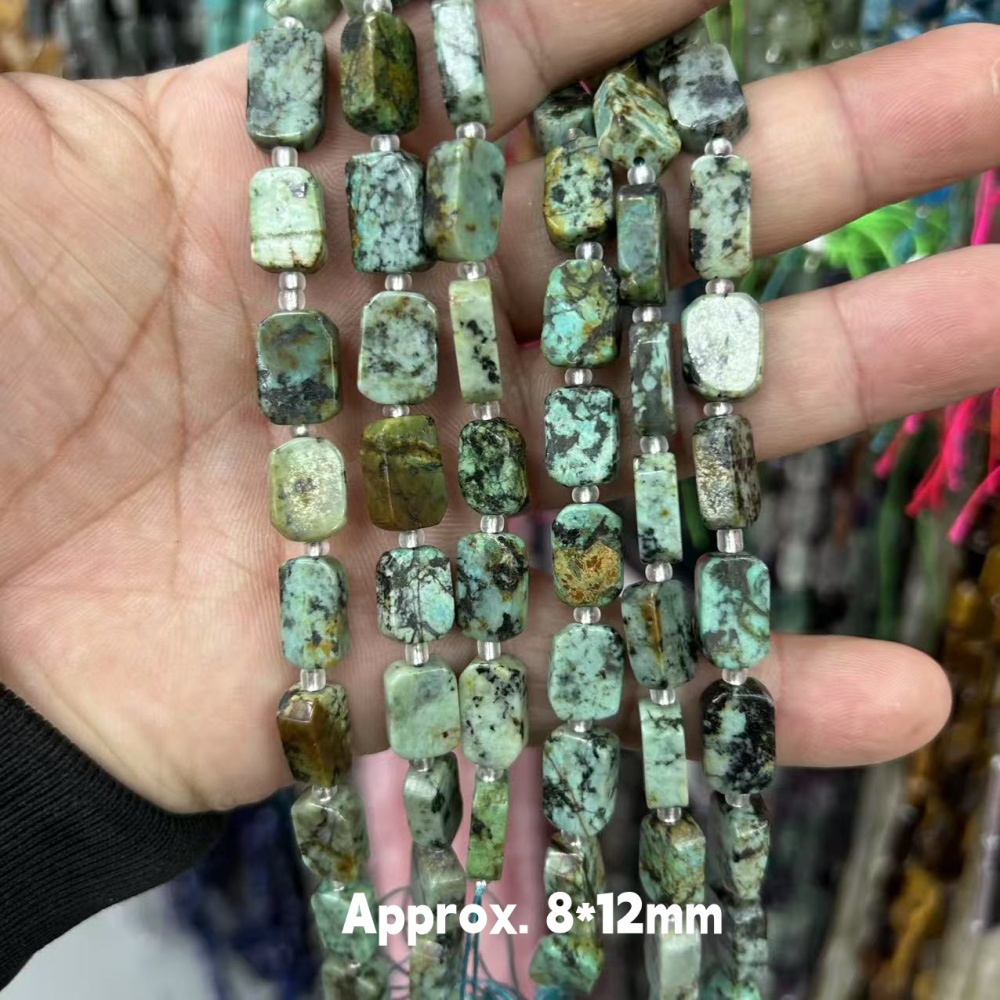 MYA3170--8*12mm Natural African Turquoise Irregular Flat Rectangular Beads