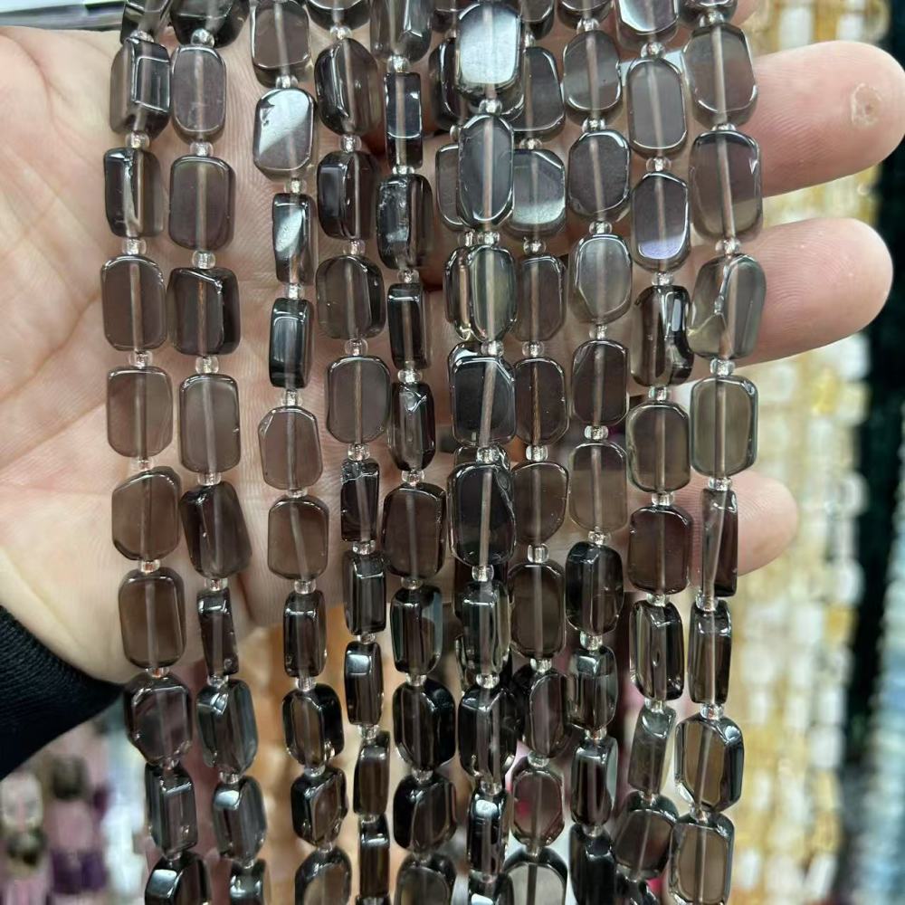 MYA3174--8*12mm Natural Icy Obsidian Irregularly Shaped Rectangular Beads