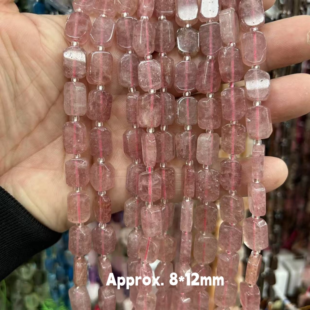 MYA3176--8*12mm Natural Strawberry Quartz Irregular Flat Rectangular Beads