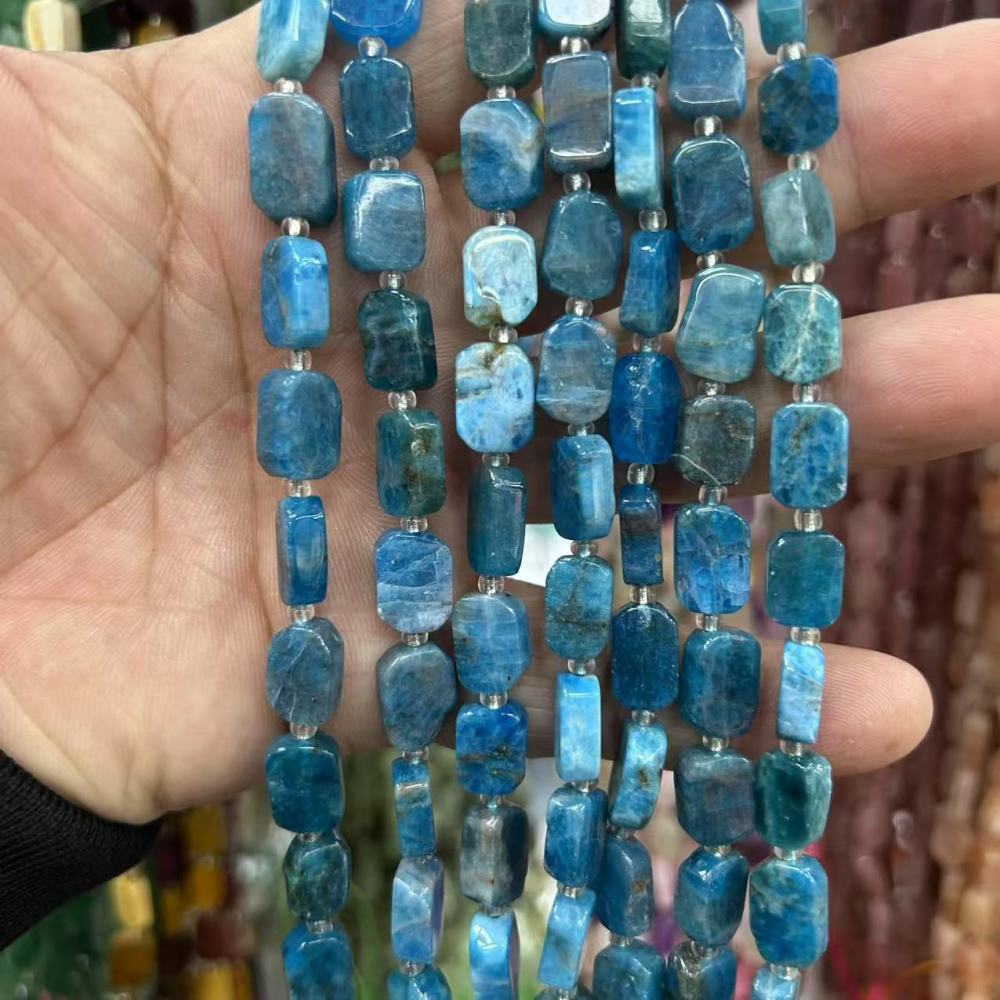 MYA3177--8*12mm Natural Apatite Irregular Flat Rectangular Beads