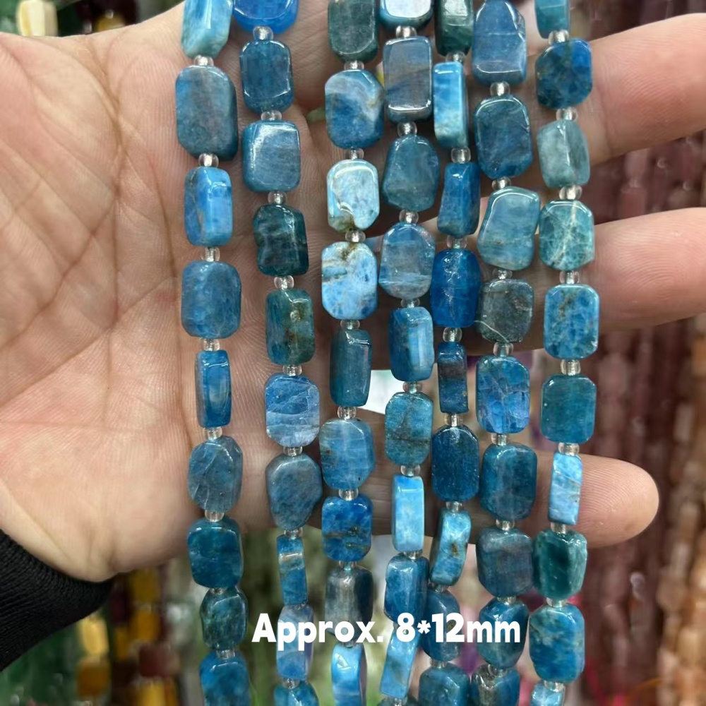 MYA3177--8*12mm Natural Apatite Irregular Flat Rectangular Beads