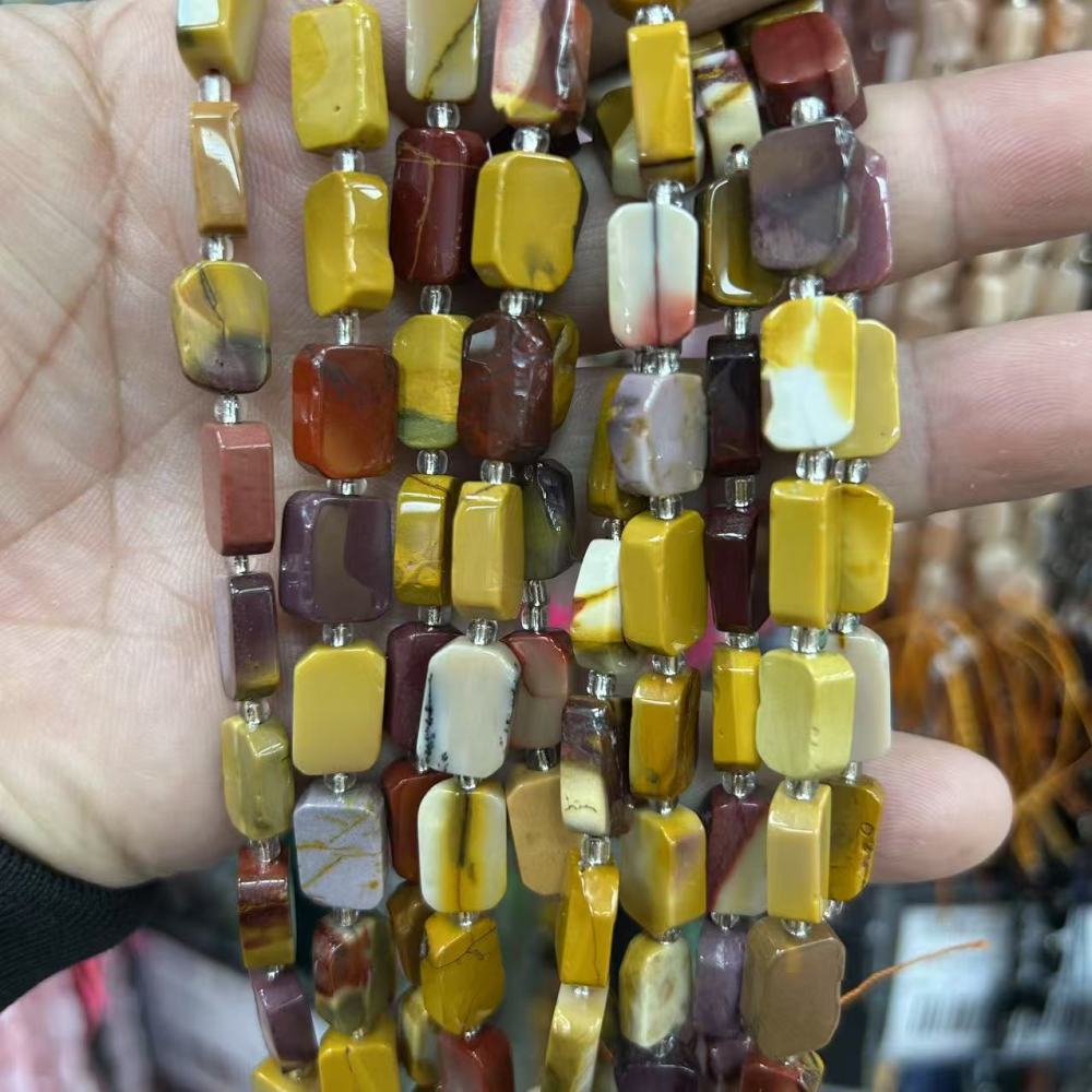 MYA3179--8*12mm Natural Egg Yolk Stone Irregular Flat Rectangular Beads